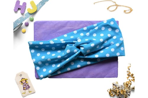 Buy  Faux Twist Headband Turquoise Dots now using this page